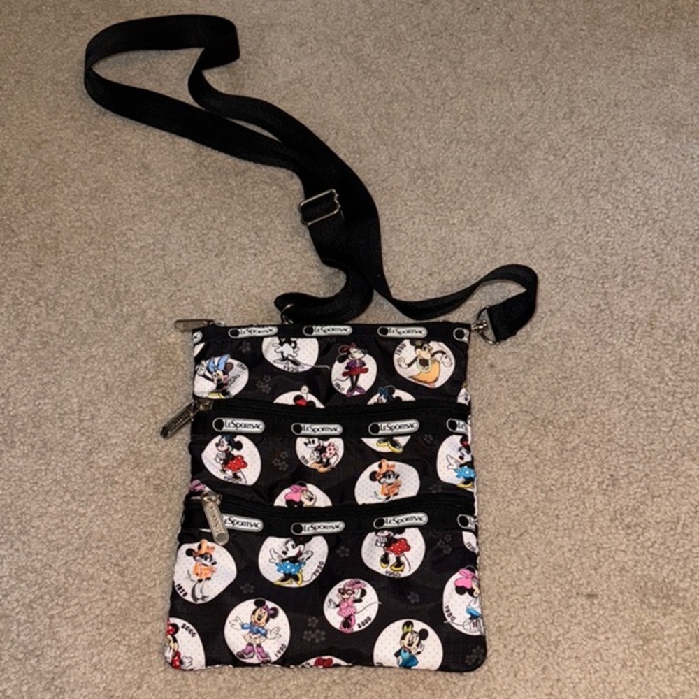Lesportsac Black and White Crossbody Bag with Snowman Design